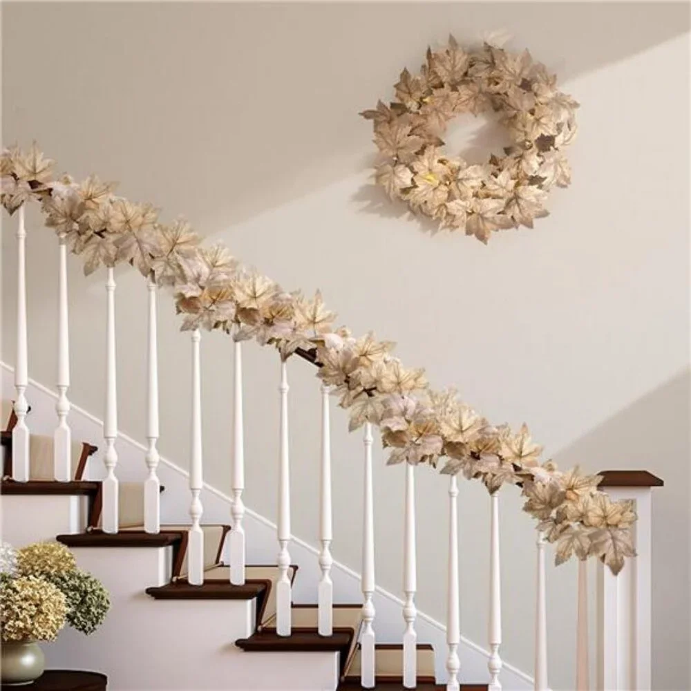 Fall Decor - 2 Pack Fall Garlands - 8.2Ft Fall Maple Leaf Lighted Garlands